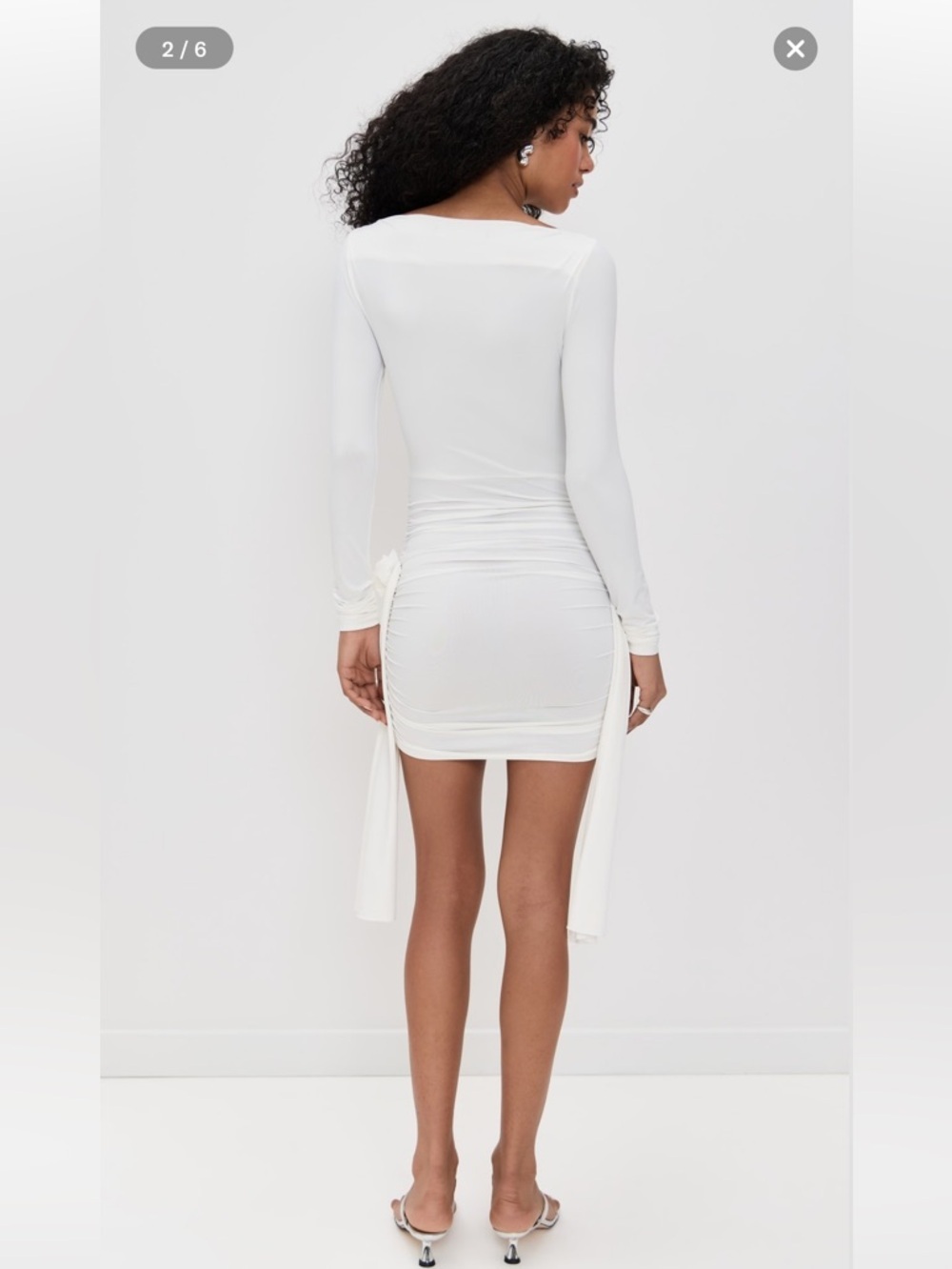 Lioness Glory White Long-Sleeve Ruched Mini Dress - Picture 2 of 8